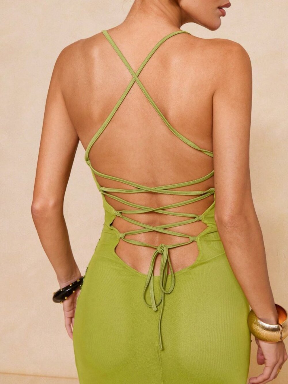 Green Sexy Women's Sequin Embellished Maxi Dress - Picture 8 of 11